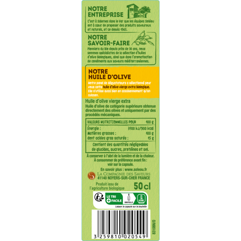 Huile d’olive BIO Classique - Bouteille 50cl