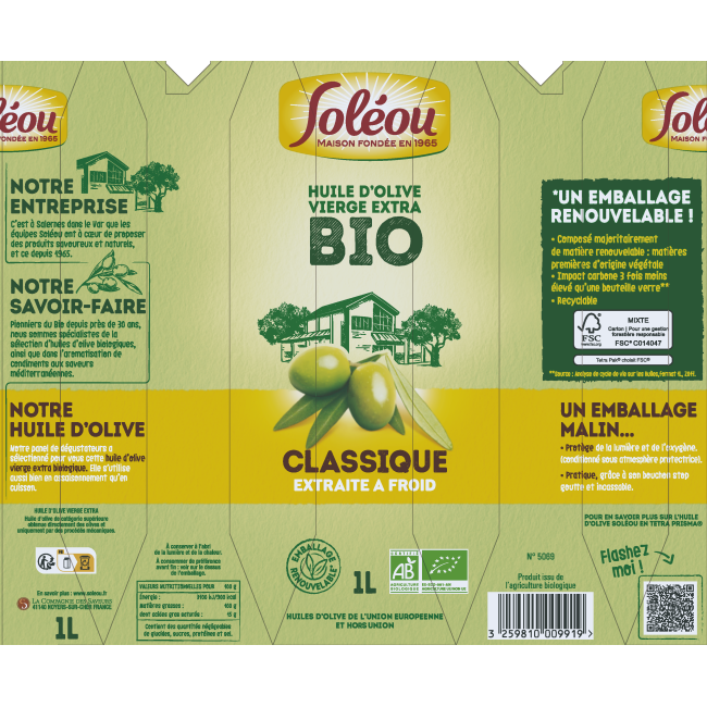 Huile d’olive BIO Classique - Tetra 1L