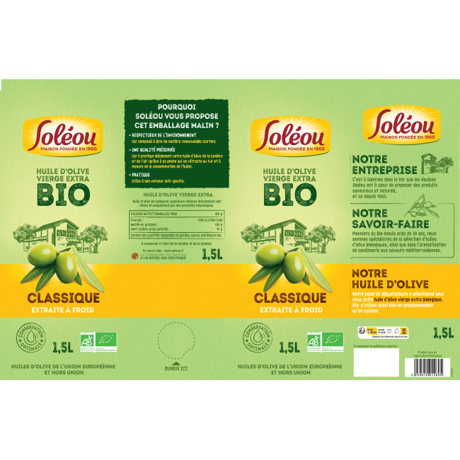 Huile d’olive BIO Classique – Bag-In-Box 1,5L