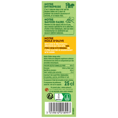 Huile d’olive BIO Classique - Bouteille 25cl