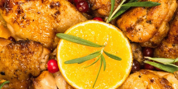 Recette de Poulet aux épices de Noël, à l’orange & aux légumes oubliés